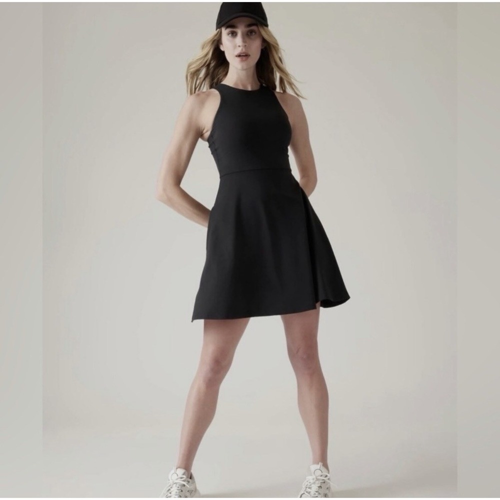 ATHLETA Women's Conscious Tank Dress Athletic Black Athleisure Pockets Size XXS - Picture 1 of 10